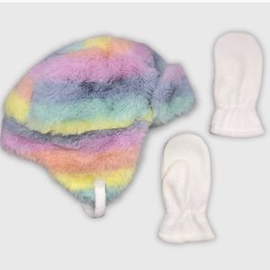 Toddler Cat and Jack Rainbow Hat with Mittens